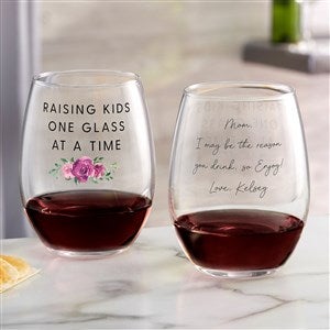 Kittenish Personalized Mom Raising Kids Wine Glass - 54763-S