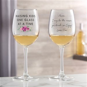 Kittenish Raising Kids Personalized Mom White Wine Glass - 54763-W