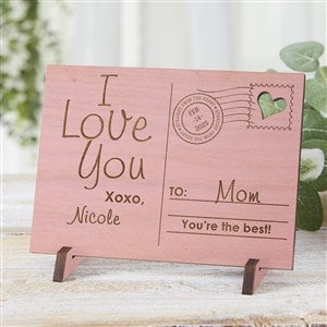 Kittenish Engraved Wooden Postcard for Mom - Pink Stain - 54764-P