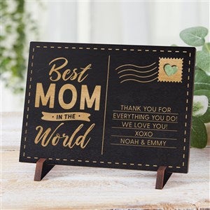 Kittenish Engraved Best Mom In The World Wooden Postcard - Black Stain - 54765-BK