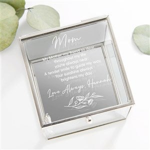 Kittenish Engraved Floral Message Glass Jewelry Box   - Silver - 54772-S