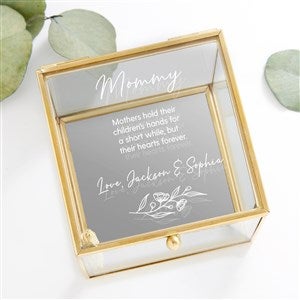 Kittenish Engraved Floral Message Glass Jewelry Box   - Gold - 54772-G