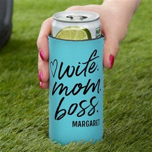 Kittenish Wife. Mom. Boss. Personalized Slim Can Cooler - 54775