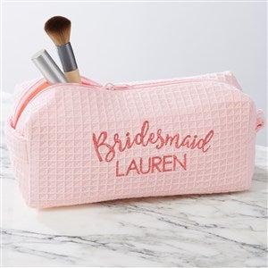 Kittenish Bridal Party Waffle Weave Makeup Bag in Blush - 54782-B