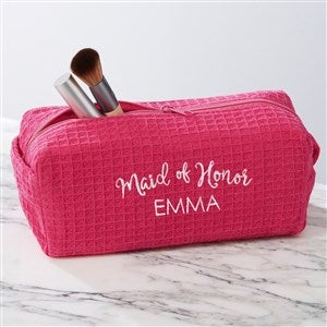 Kittenish Bridal Party Waffle Weave Makeup Bag in Pink - 54782-P