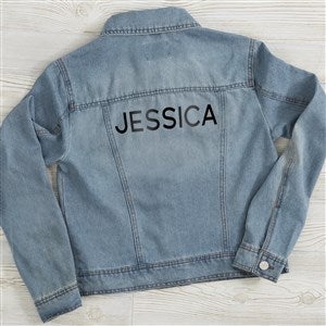Kittenish Metallic Foil Name Personalized Denim Jacket - 54788