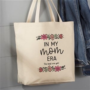 Kittenish Personalized Floral Border Mothers Day Canvas Tote Bag - 20quot; x 15quot; - 54792
