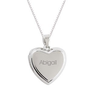 Engraved Childrens Sterling Silver Heart Locket Necklace - 55097