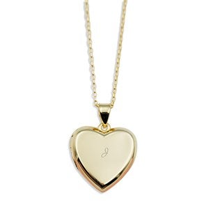 Engraved Childrens 14K Gold Over Sterling Heart Locket Necklace - 55098