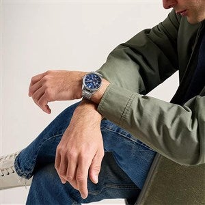 NWT Fossil Pearson Multifunction Quartz Blue Dial Men\'s Watch Engraved Fossil Pearson Multifunction Stainless Watch with  main image 4