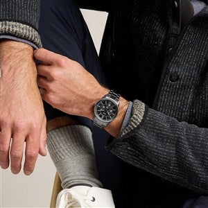 Engraved Fossil Pearson Multifunction Watch in Gunmetal with Black