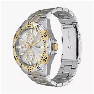 Engraved Fossil Garrett Multifunction Two-Tone Stainleess Watch