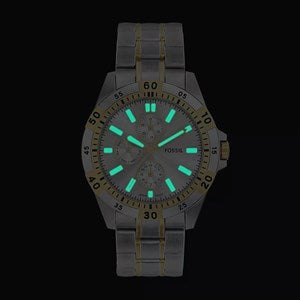 Engraved Fossil Garrett Multifunction Two-Tone Stainleess Watch