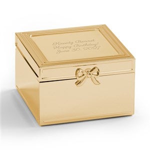 Engraved Gold Square Jewelry Box with Hinged Lid - 55465