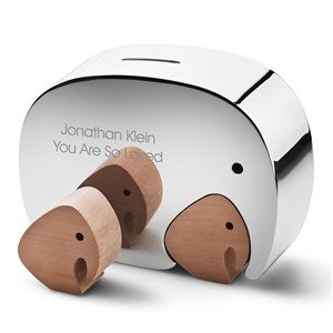 Engraved Georg Jensen Moneyphant Bank with Twin Babies