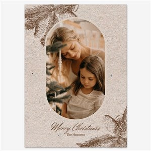 Stationery Card- Eggshell - 55536D-S-EG Boughs of Joy Holiday Personalized Photo Card - 5x7 Flat Eggshell - 55536D-S-EG