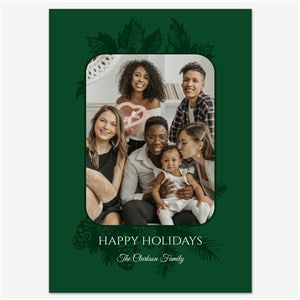 Stationery Card- Smooth - 55540D-S-SM Evergreen Embraces Holiday Personalized Photo Card - 5x7 Flat Smooth - 55540D-S-SM