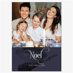 Foil - Silver - 55563D-SF-SIL Pine Whispers Holiday Personalized Photo Card - 5x7 Flat Foil Silver - 55563D-SF-SIL