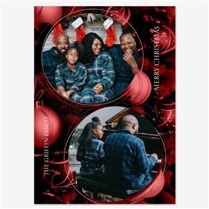 Stationery Card- Smooth - 55564D-S-SM Christmas Baubles Holiday Personalized Photo Card - 5x7 Flat Smooth - 55564D-S-SM