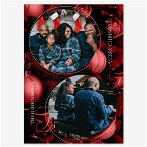 Foil - Silver - 55564D-SF-SIL Christmas Baubles Holiday Personalized Photo Card - 5x7 Flat Foil Silver - 55564D-SF-SIL