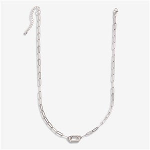 Paperclip Chain Charm Clasp Necklace in Silver - 55848