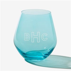 Tinted Sips Engraved Teal Stemless Wine Glass - 55849-T