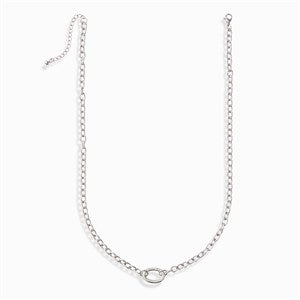 Cable Chain Charm Clasp Necklace in Silver - 55852