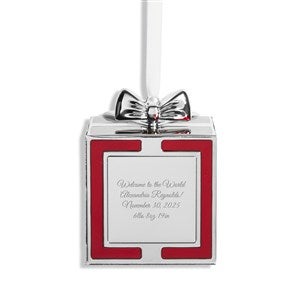 Engraved 3D Present Ornament with Bow in Red - 55896