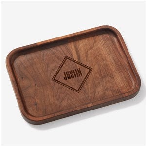 Diamond Mark Engraved Walnut Wood Valet Tray - 56351-W