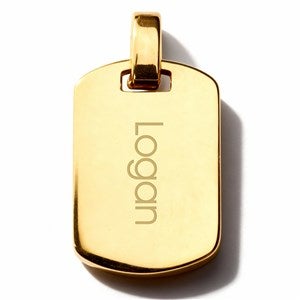 Engraved Mini Dog Tag Charm - Gold - 56419-G