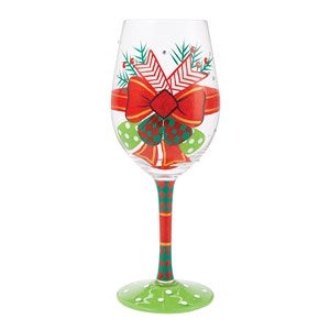 My Fancy Christmas Bow Wine Glass - 56502