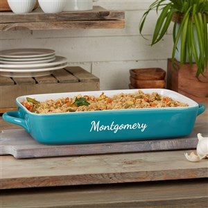 Engraved Ceramic Casserole Baking Dish in Turquoise - 56618T-C