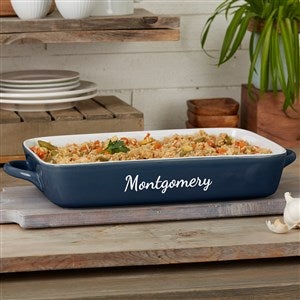 Engraved Ceramic Casserole Baking Dish in Navy - 56618N-C