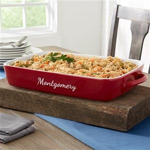 Engraved Ceramic Casserole Baking Dish in Red - 56618R-C