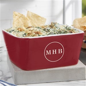 Engraved Ceramic Small Square Baking Dish in Red - 56620R-C