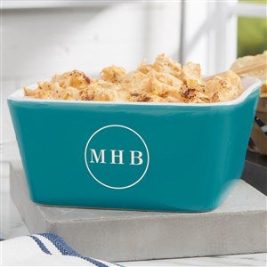 Engraved Ceramic Small Square Baking Dish in Turquoise - 56620T-C