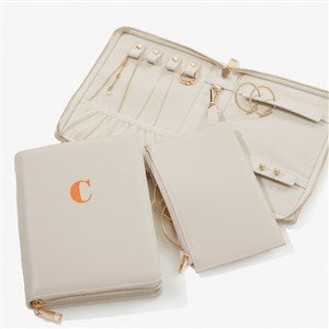 Bold & Chic Personalized Leatherette Bi-fold Jewelry Case -Ivory - 57465-I