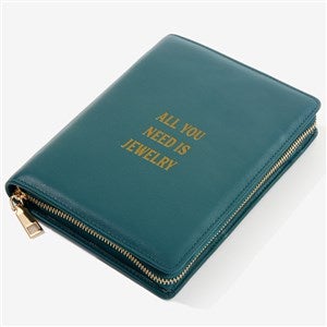 Write You Own Personalized Leatherette Bifold Jewelry Case -Teal - 57467-T