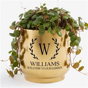 Laurel Initial Personalized Gold Planter - 57596