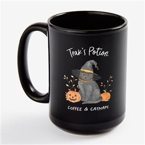 Halloween Paws Personalized Black Coffee Mug - 15 oz. - 57931-L