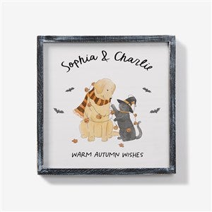 Halloween Paws Personalized 12x12 Blackwashed Framed Wall Art - 58154B-12x12