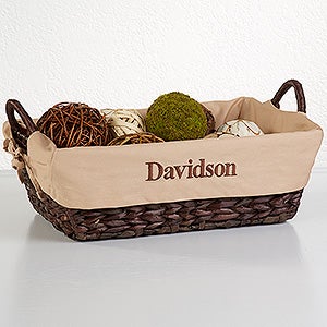 Custom Name Personalized Lined Wicker Baskets - 6456