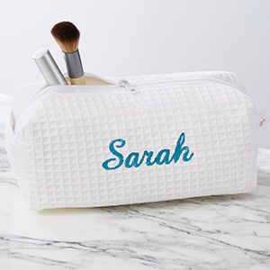 Ladies Embroidered White Makeup Bag - 6797-W