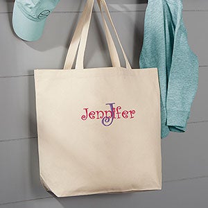 All About Me Embroidered Canvas Tote Bag- 20 x 15
