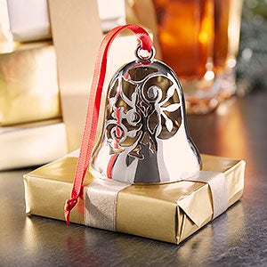 Engraved Silver Scroll Bell Ornament