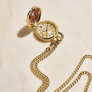 Engraved Fossil Goldtone Jacqueline Watch Necklace