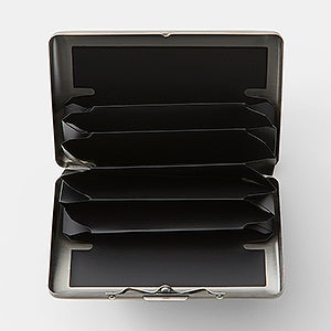 Engraved Gunmetal Accordion Card Case & Wallet