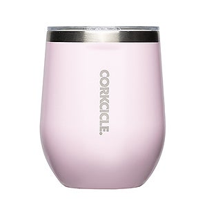 Engraved Corkcicle 12oz Stemless Wine Tumbler in Powder Pink
