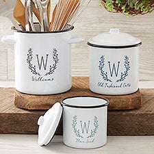 Farmhouse Floral Personalized Enamel Kitchen Canisters - 24040