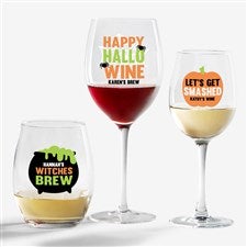 Personalized Halloween Wine Glasses - Let's Get Smashed - 24172